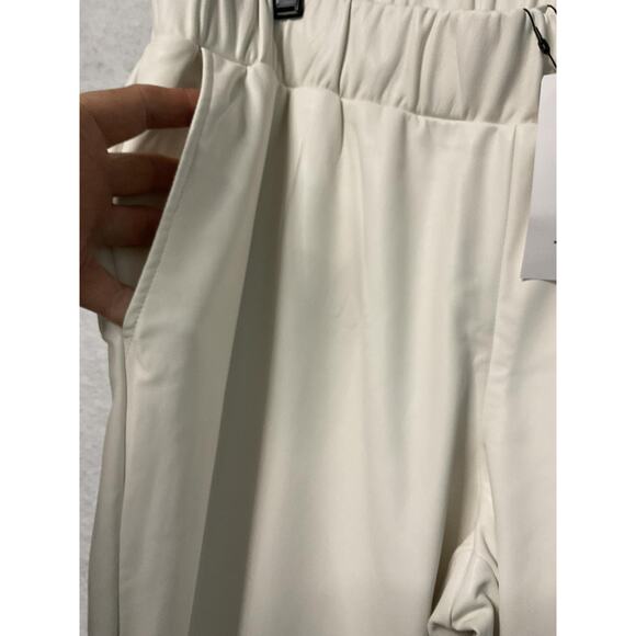 Lisadnyc The Drop Pants Womens 2XL Cream Faux Leather Pull On High Rise Pockets - Picture 2 of 11